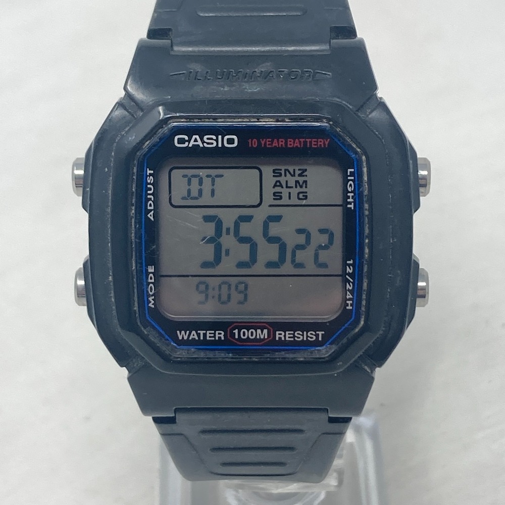 Casio Digital Watch Men 36mm Black 3240 W-800H Date Alarm Chrono Dual Time 8.5"